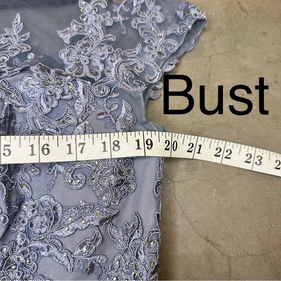La Femme Dusty Blue Embellished Gown Sz12 - Picture 11 of 13